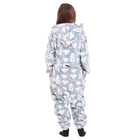 Snuggs Kids Blanket Onesie Petroleum Polar Bear